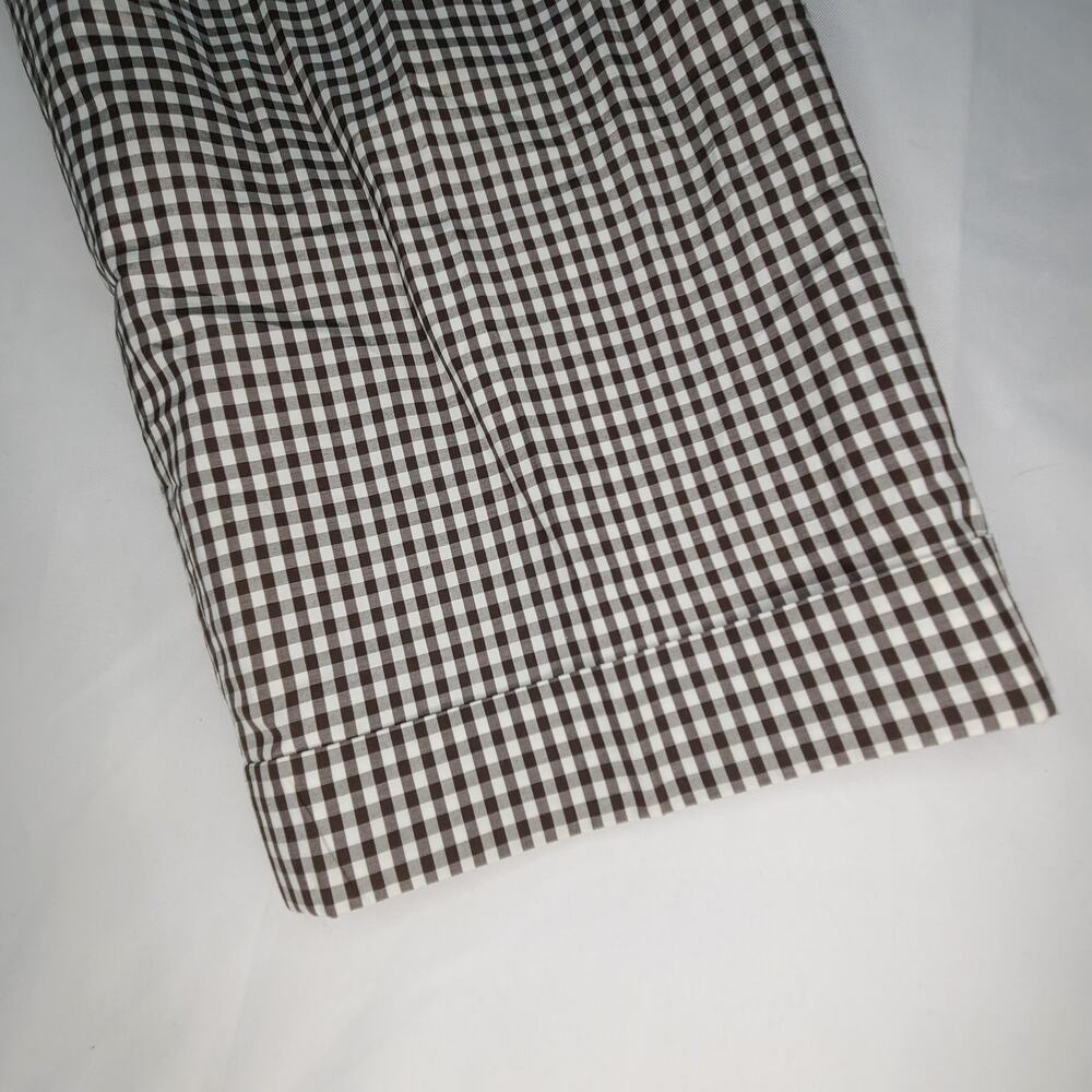 Talbots Hampshire Ankle Pants Brown White Gingham Check Cuff Silk Cotton 16 - Picture 6 of 12
